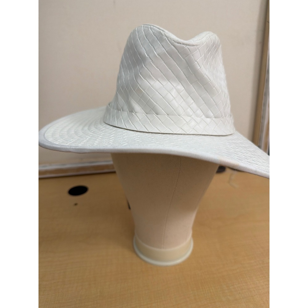Akira Nolita White Woven PU Brim Hat Wide Fedora Style Mens OS 21100642-WT
